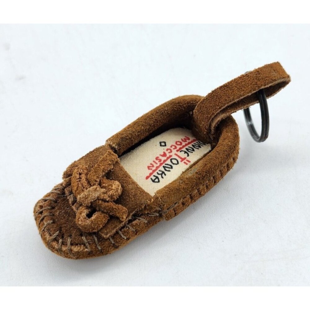 Minnetonka Moccasins Brown Suede Leather Shoe Miniature‎ Keychain
